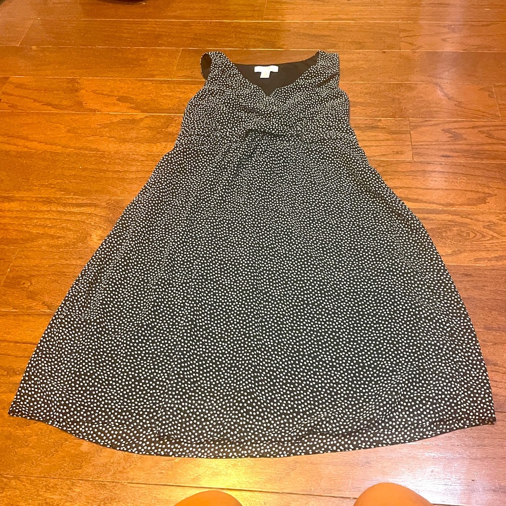 Motherhood Maternity Black White Dot Print Tank Waist Tie Dress Size Medium